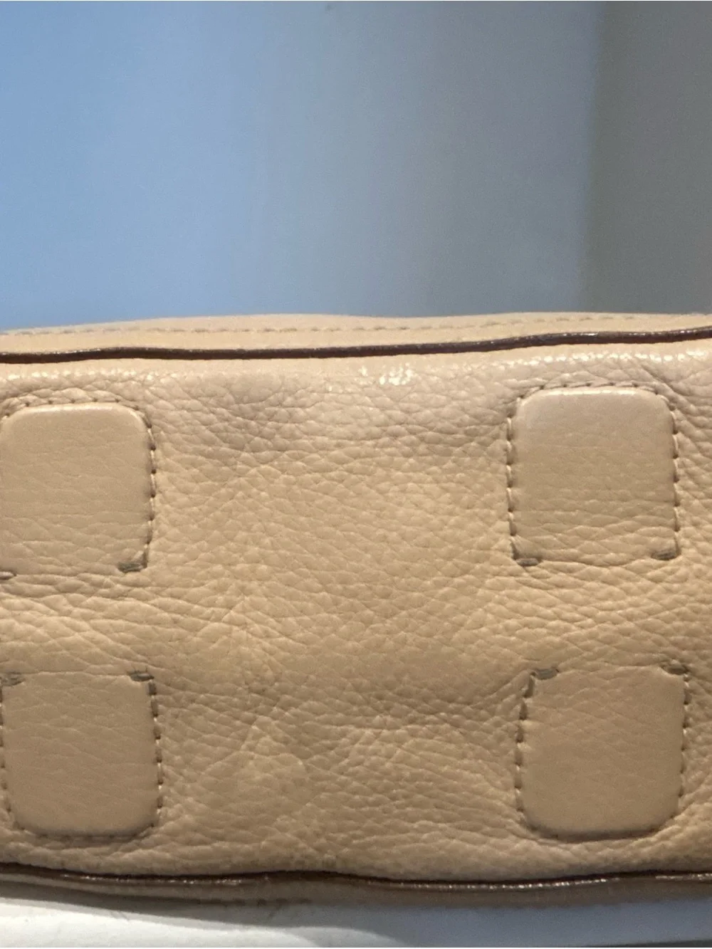 Salvatore Ferragamo Taupe Leather Satchel with Gold Hardware